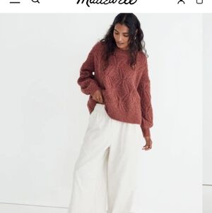 Madewell Cayden Pointelle Balloon-Sleeve Pullover Women's Sweater